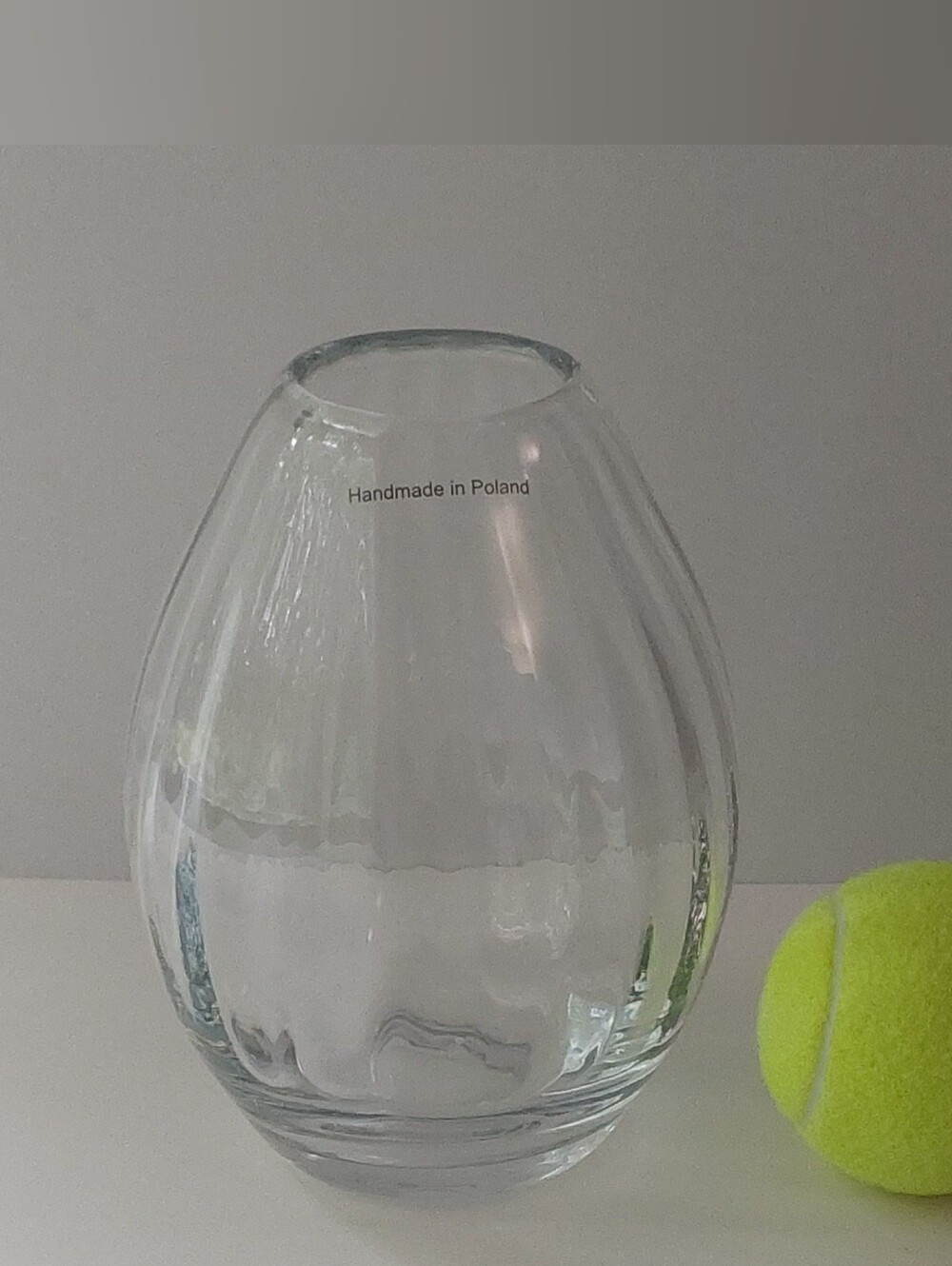 Vtg POLAND Elegant Clear Glass Vase